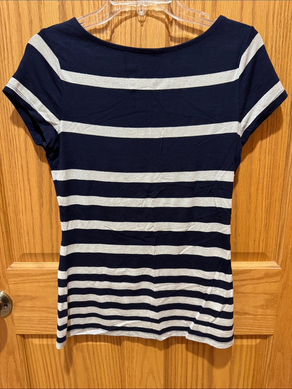 INC International Concepts Navy & White Striped Short Sleeve Tee